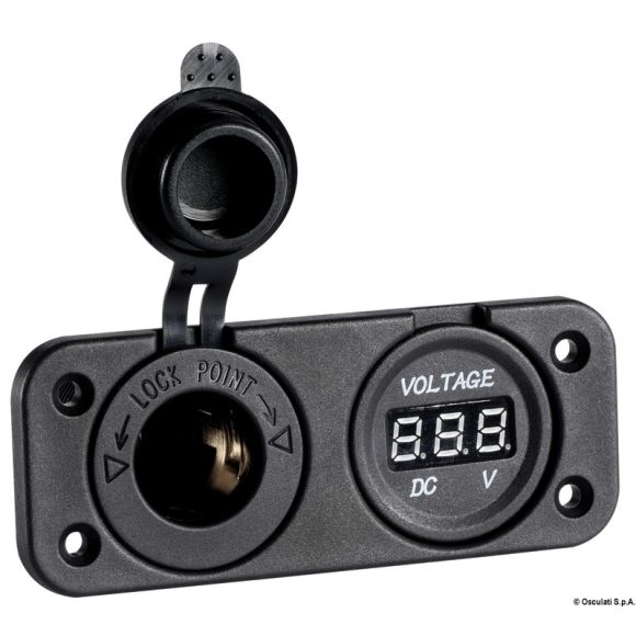 Voltímetro digital Osculati 8/32 V y enchufe mechero de coche -   - Todo para tus actividades náuticas