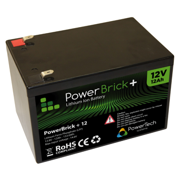 Batería de Litio a prueba de agua PowerTeck Powerbrick+ 12V 12Ah