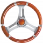 Volante barco Osculati poliuretano blando caoba/acero inoxidable 350mm