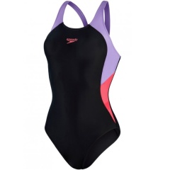 Bañador mujer Colourblock Splice Muscleback Speedo Black/Miami Lilac/Rasberry Fill - Talla 42