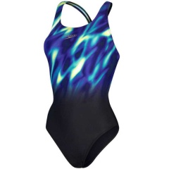 Bañador mujer Placement Digital Powerback Speedo Black/Chroma Blue/Aquarium - Talla 46