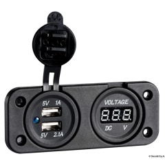 Voltímetro digital Osculati 8/32 V y doble enchufe USB