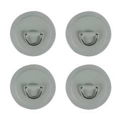Pack 4 anneaux inox D-Ring avec patch Gris