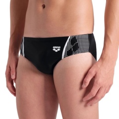 Bañador Arena Slip Brief Graphic para hombre - Negro y blanco