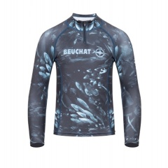 Camiseta rashguard de lycra para niño Snorkeling Beuchat Atoll Seaweed Junior