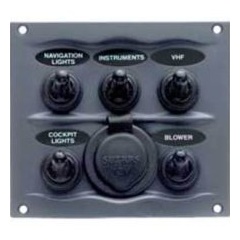 Cuadro eléctrico Marinco Compacto 5 vias + Enchufe mechero - Negro