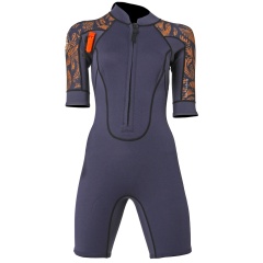 Shorty femme longe cote Ocean Step Dualzip Steamer 2/2mm Leaf Palm