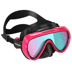 Máscara Cressi Honey Mujer, negro/fucsia, UV 420, azul/naranja