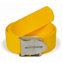 Cinturón de buceo Best Divers Nylon amarillo con hebilla de acero inoxidable