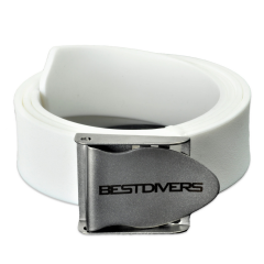 Cinturón de buceo Best Divers de goma blanca con hebilla de acero inoxidable