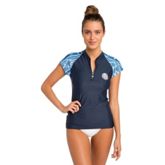 Camiseta protección Rip Curl Moontide Zip manga corta - Azul/blanco