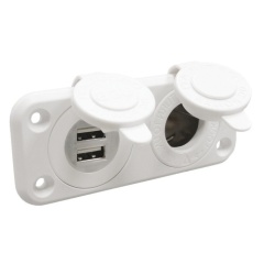 Enchufe Osculati mechero y doble USB blanco