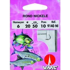 Redondo niquelado 9140 NI 50 cm Anzuelos N°8 en Nylon 20/100