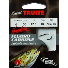 Fluorocarbono especial trucha forjada paleta invertida 7050 BK 50 cm Anzuelos N°10 sobre Nylon fluorocarbono 15/100