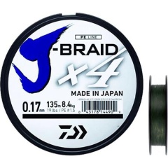 Hilo trenzado pesca Daiwa J Braid X 4 cabos Verde | 135M 13/100