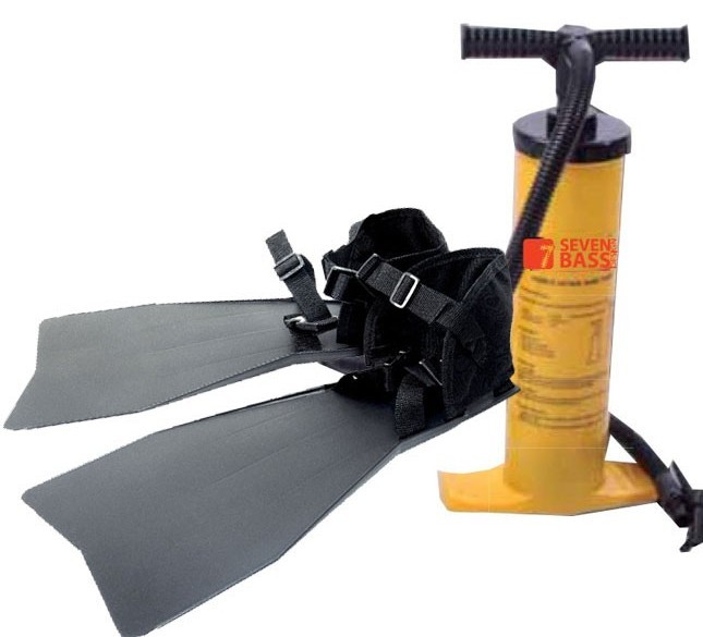 Pack de siete aletas de lubina y tubo de flotación Pack de siete aletas de lubina y bomba